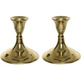 Set van 4x stuks luxe diner kaarsen staande kandelaar aluminium kleur goud 9.5 cm - kaars kandelaars