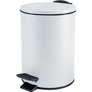 Pedaalemmer Cannes - wit - 3 liter - metaal - 17 x 25 cm - soft-close - voor toilet/badkamer - Pedaalemmers