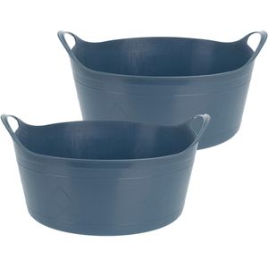 Excellent Houseware Flexibele emmer - 2x - blauw - 15 liter - kunststof - 39 x 17 cm