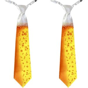 2x stuks bier glas thema party stropdas - Verkleedstropdassen