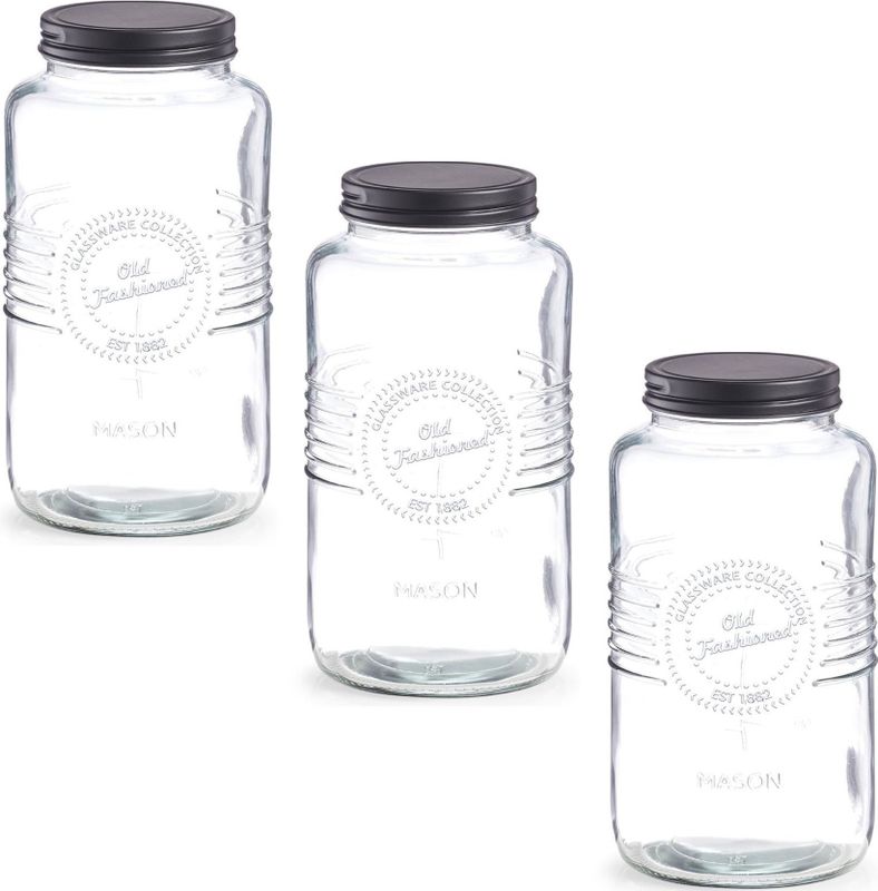 4x Glazen voorraadpotten/bewaarpotten 2000 ml Old Fashioned 23 x 12 cm - Voorraadpot