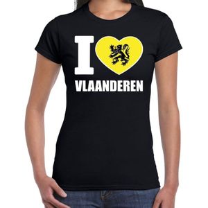 Zwart I love Vlaanderen t-shirt dames - Feestshirts