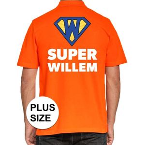 Grote maten Koningsdag poloshirt Super Willem oranje voor heren - Feestshirts