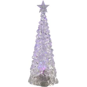 Verlichte piramide kerstboom - acryl - 30 cm - color changing - kerstverlichting figuur