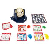 Bingo spel blauw/goud/wit complete set 21 cm nummers 1-75 met molen/167x bingokaarten/2x markers - Kansspelen