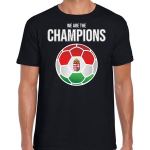 Hongarije EK/ WK supporter t-shirt we are the champions met Hongaarse voetbal zwart heren - Feestshirts