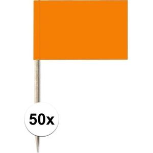 50x Oranje cocktailprikkertjes/kaasprikkertjes 8 cm unikleur - Cocktailprikkers