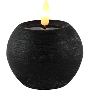 Magic Flame LED kaars/bolkaars - rond - zwart - D8 x H7,5 cm