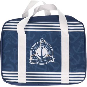 Gerimport kleine koeltas voor lunch - blauw met leuke print - 28 x 9 x 22 cm 5 liter - Koeltas