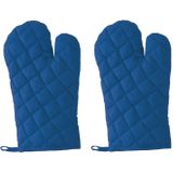 2x Blauwe ovenwanten - Keukentextiel