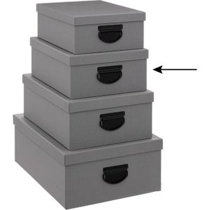 5Five Opbergdoos/box - 6x - donkergrijs - L30 x B24 x H12 cm - Stevig karton - Industrialbox - Opbergbox