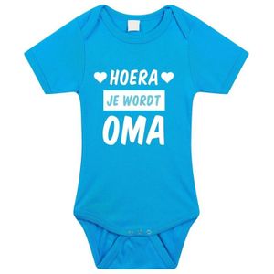 Hoera je wordt oma cadeau baby rompertje blauw voor jongens - Rompertjes