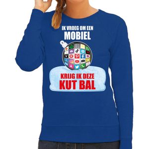 Kut Kerstbal sweater / foute Kersttrui Ik vroeg om een mobiel krijg ik deze kut bal blauw voor dames - kerst truien