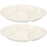 Cosy &amp; Trendy 6x stuks Fonduebord/gourmetbord wit 4-vaks rond 26 cm - Gourmetborden