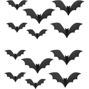 Halloween thema hangende vleermuizen - 18x - zwart - papier - 19-29 cm - Hangdecoratie