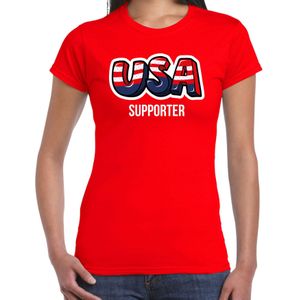 Rood t-shirt usa / Amerika supporter EK/ WK voor dames - Feestshirts