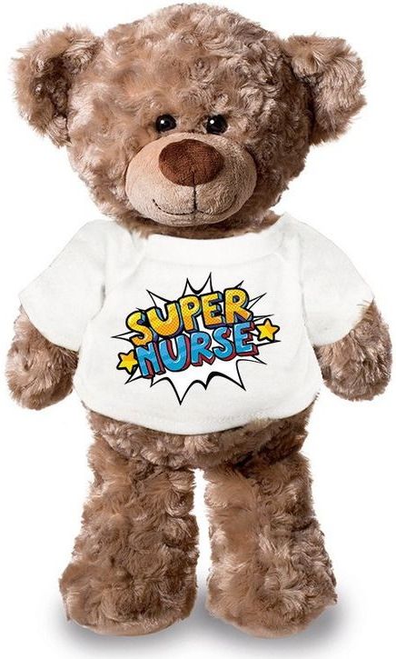 Dinkarville uitvinding Decoratief Super nurse/ zuster pluche teddybeer knuffel 24 cm wit t-shirt -  Knuffelberen kopen? | beslist.nl