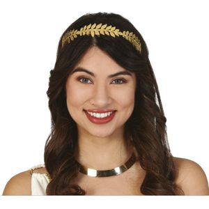 Verkleed haarband lauwerkrans - dames - goud - Romeinse rijk thema party - Carnaval tiara - Verkleedhoofddeksels