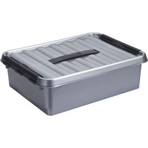 6x opbergdoos, 10 cm hoog, wit, 30 x 10 x 10 cm, 2 liter, met beletteringsclip, opbergmand voor lade, organiserbox, kunststof opbergsysteem, badkamer, mand, kast, bureau, kist