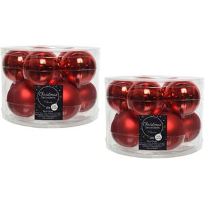 Kerstballen set - 20x stuks - kerst rood - glas - 6 cm - glans en mat - kerstversiering - Kerstbal