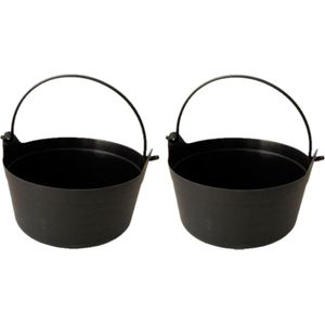 2x Heksenketel/kookpot zwart 12 x 25 cm - Feestdecoratievoorwerp