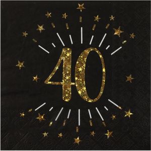 Verjaardag feest servetten leeftijd - 10x - 40 jaar - goud - 33 x 33 cm - Feestservetten