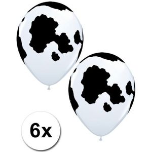 6 ballonnen met vlekken van koe 28 cm - Ballonnen