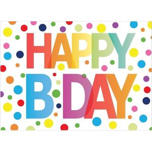 Verjaardagskaart Happy Birthday met gekleurde stippen - Verjaardagskaarten