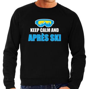 Apres-ski sweater / trui Wintersport Keep calm zwart voor heren - Feestshirts