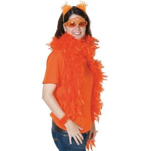4x stuks oranje verkleed veren boa 180 cm - Verkleedattributen