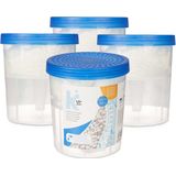 Vochtvanger 800ml - 4x - Tegen schimmel/condens/geur - kelder/garage/huis/kasten - 12 x 14 cm - vocht opnemer korrels in pot