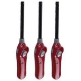 Set van 3x stuks rode barbecue aanstekers/gasaanstekers navulbaar 26 cm - Aansteker bbq