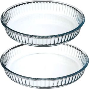 Secret de Gourmet ovenschalen - Rond - Glas - 2x stuks - Dia 26/32 cm