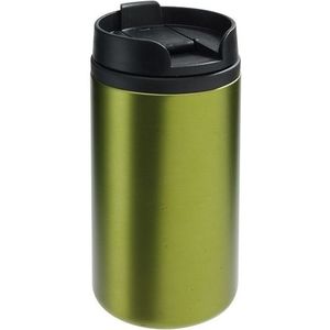 Koffie drinkbeker/thermosbeker/warmhoud beker metallic groen van 290 ml