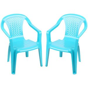 Sunnydays Kinderstoel - 4x - blauw - kunststof - buiten/binnen - L37 x B35 x H52 cm - Kinderstoelen