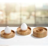 8x Bamboe houten eierdopjes 10 x 2 cm - Tafel dekken - Ronde eierdoppen - Ontbijt