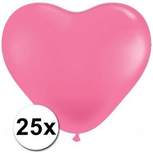 Kleine roze hartjes ballonnen 25 stuks - Ballonnen