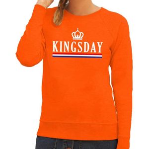 Oranje Kingsday met Hollandse vlag sweater voor dames - Feesttruien