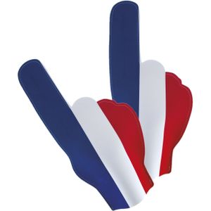 Supporters feestartikelen - 2x - foam hand - vlag Frankrijk - 50 cm - Verkleedhandschoenen