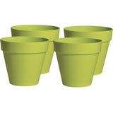 Plantenpot/bloempot - 4x - kunststof -  lime groen - binnen en buiten - D26 x H22 cm - Plantenpotten