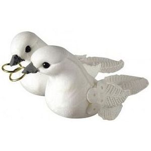 Witte decoratie Duiven/duifjes met ringen - Feestdecoratievoorwerp