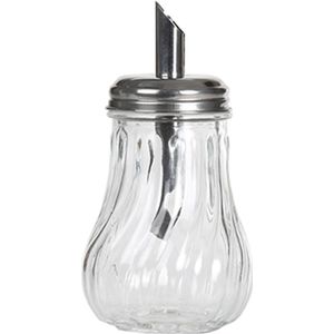 Alessandro Suikerpot - glas/rvs metaal - transparant/zilver - 7 x 14 cm - luxe uitvoering