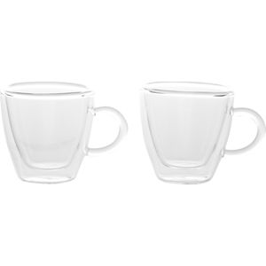 Set van 4x Dubbelwandige Koffie/Espresso Glazen 60 ml - Transparant - Espresso Bekers en Glazen