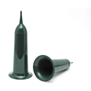 6x Groene kunststof grafvazen 35 cm - Grafvazen grafkaarsen