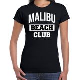 Zomer t-shirt voor dames - Malibu Beach Club - tropisch thema feest kleding - zwart - Feestshirts