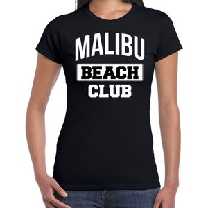 Zomer t-shirt voor dames - Malibu Beach Club - tropisch thema feest kleding - zwart - Feestshirts