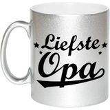 Liefste opa cadeau zilveren mok / beker sterren 330 ml - feest mokken