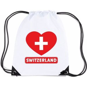 Sporttas met rijgkoord Zwitserland vlag in hart - Rugzakken