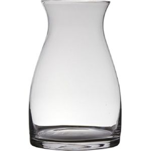 Transparante home-basics vaas/vazen van glas 30 x 19 cm - Bloemen/takken/boeketten vaas voor binnen gebruik