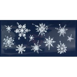 1x Kerst raamversiering raamstickers witte glitter sneeuwvlokken 23 x 49 cm - Feeststickers